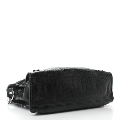 Balenciaga Agneau Classic Silver Hardware S City Logo Strap Black White 4 of 8