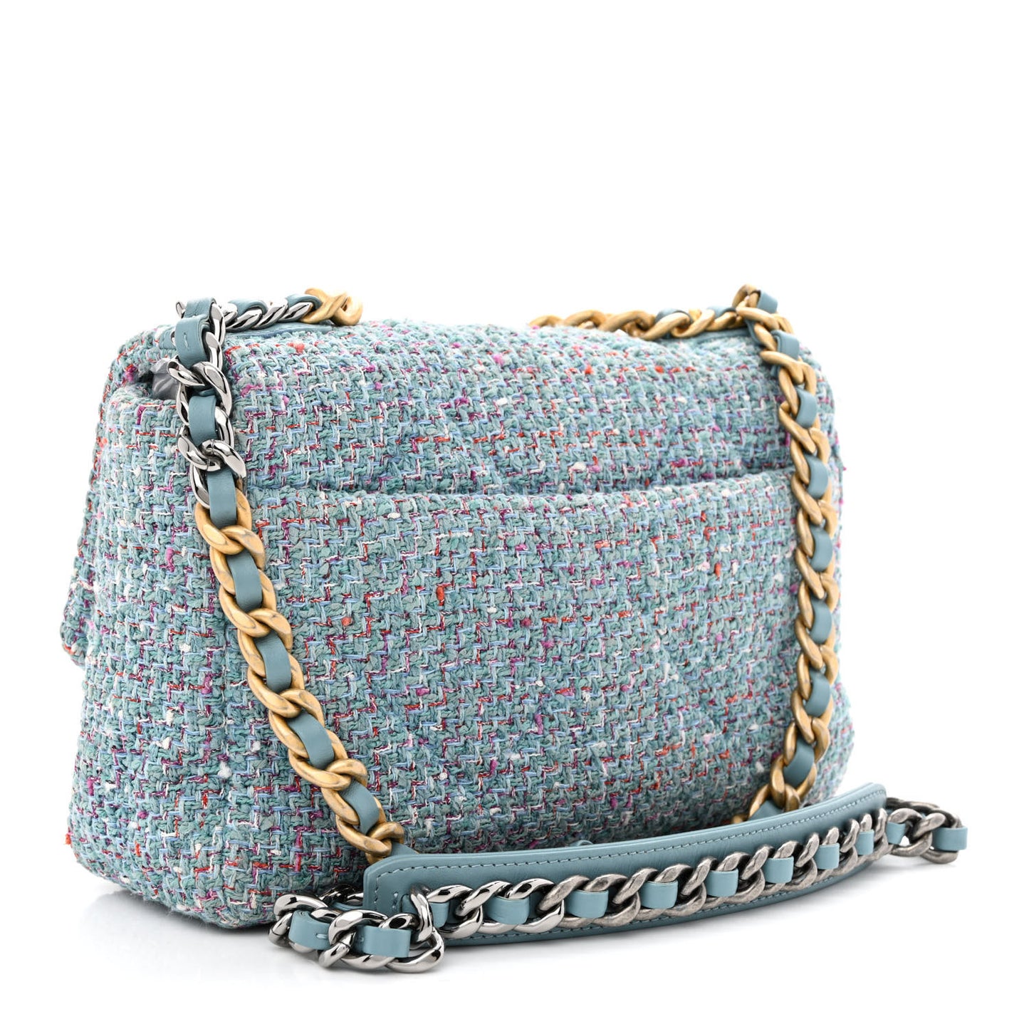 Tweed Quilted Medium Chanel 19 Flap Blue Multicolor