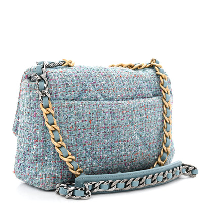 Chanel Tweed Quilted Medium Chanel 19 Flap Blue Multicolor 3 of 10