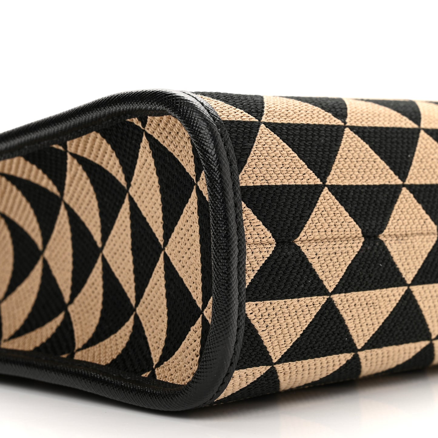 Jacquard Saffiano Triangolo Symbole Embroidered Small Tote Black Corda