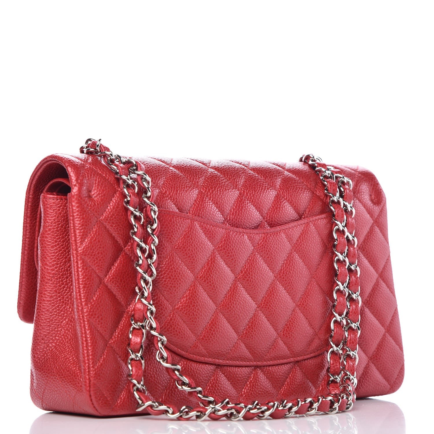 Chanel Metallic Caviar Quilted Medium Double Flap Dark Pink 4 of 9