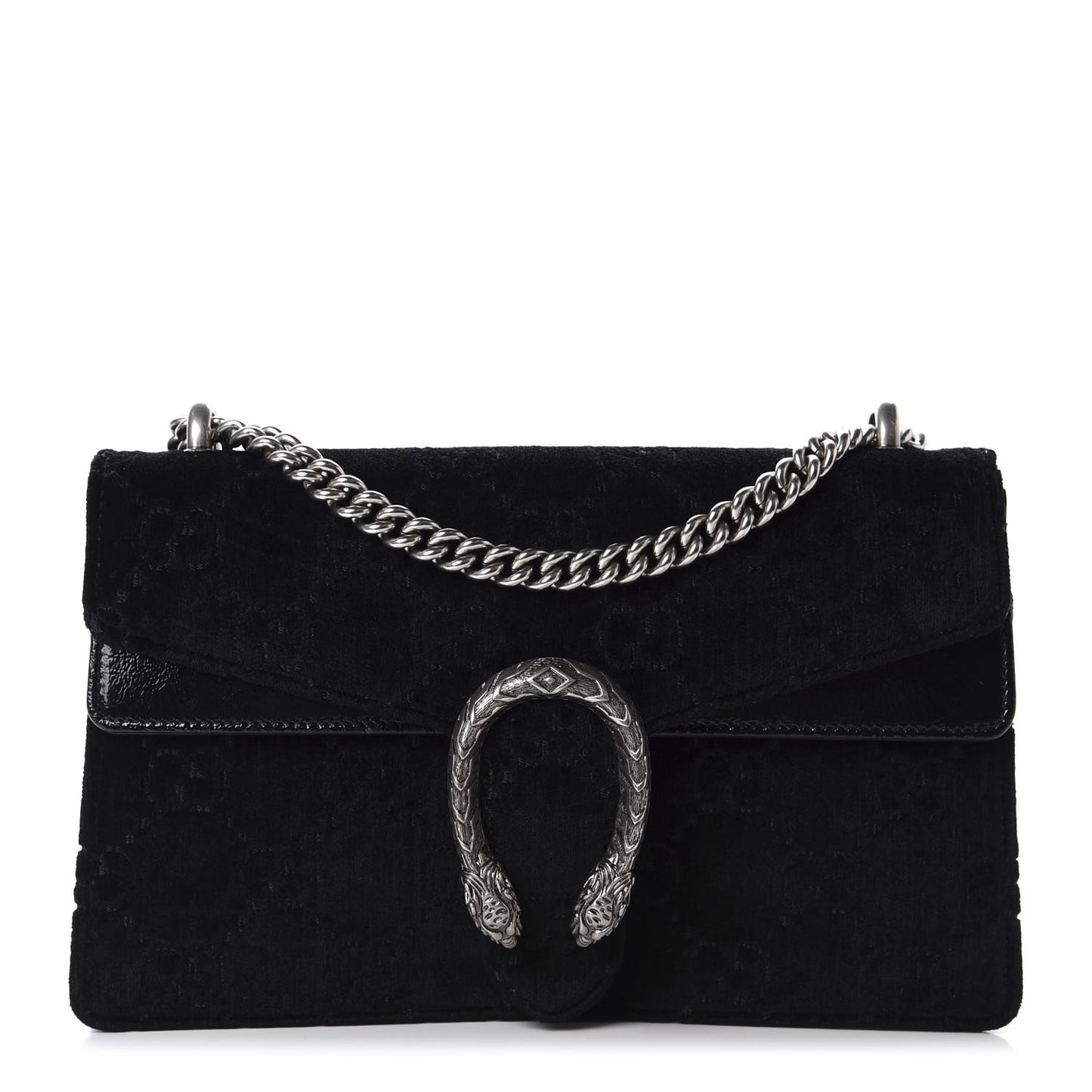 Velvet GG Monogram Small Dionysus Shoulder Bag Black