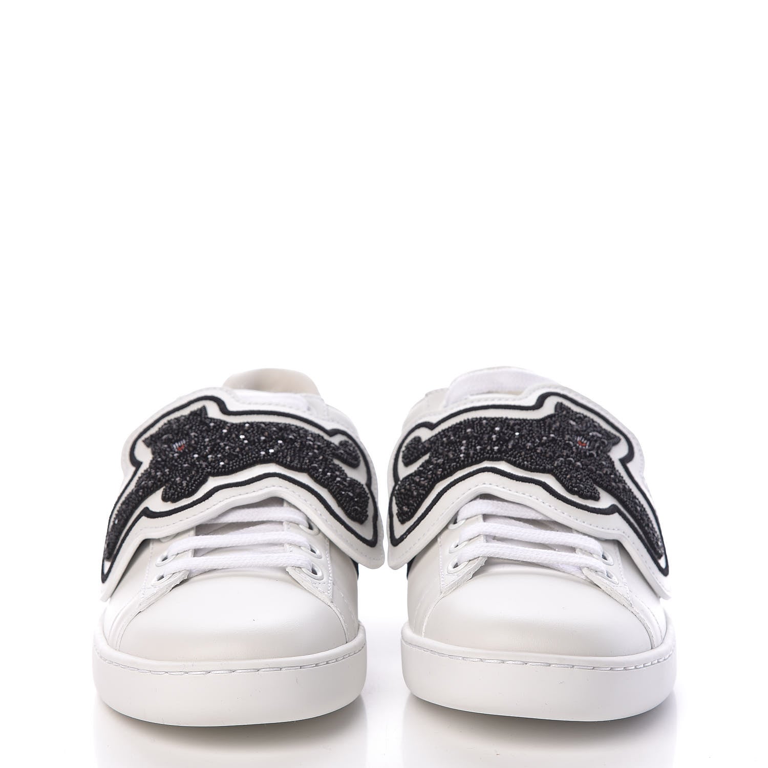 Gucci Calfskin Ayers Web Panther Embroidered Womens Ace Sneakers 36 White 2 of 10