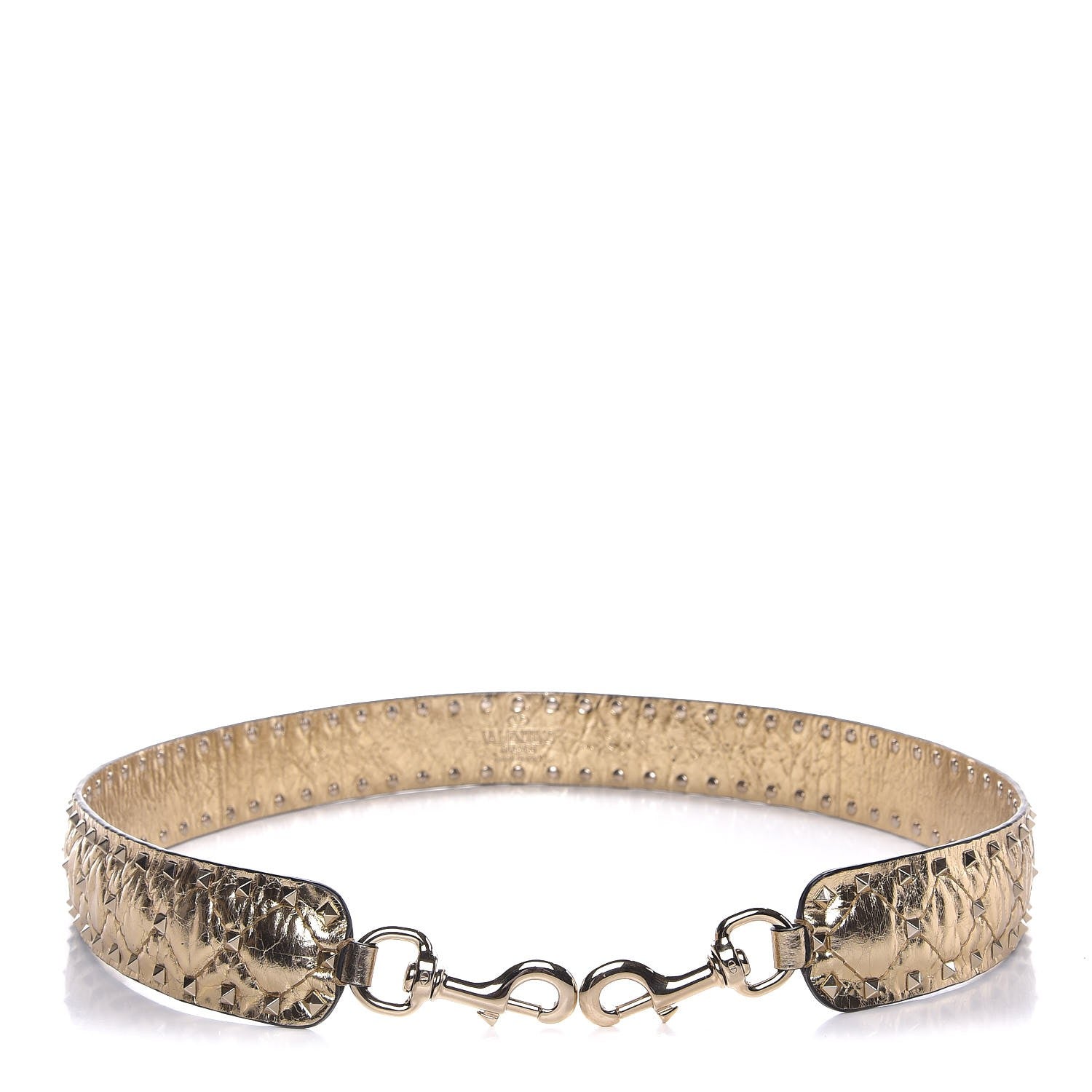Valentino Garavani Metallic Wrinkled Lambskin Rockstud Spike Shoulder Strap Mekong 1 of 3