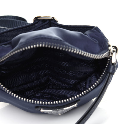 Prada Tessuto Nylon Saffiano Metal Triangle Logo Mini Crossbody Pouch Baltico 7 of 12
