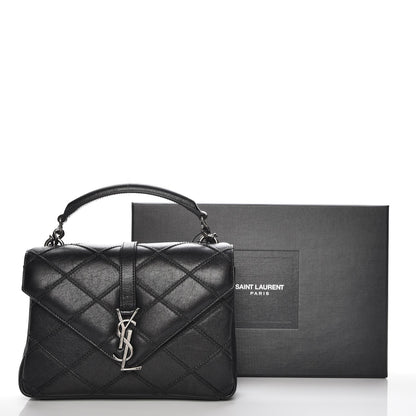 Saint Laurent Calfskin Matelasse Diamond Quilted Monogram Medium College Bag Black 9 of 9