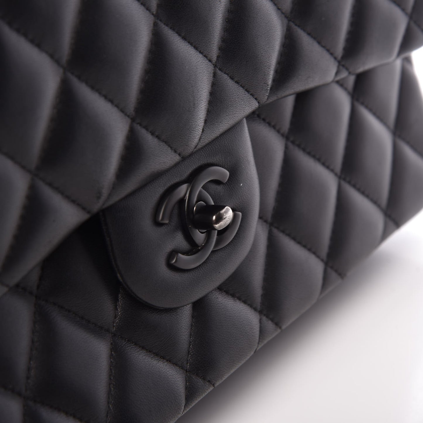 Lambskin Quilted Jumbo Double Flap Black