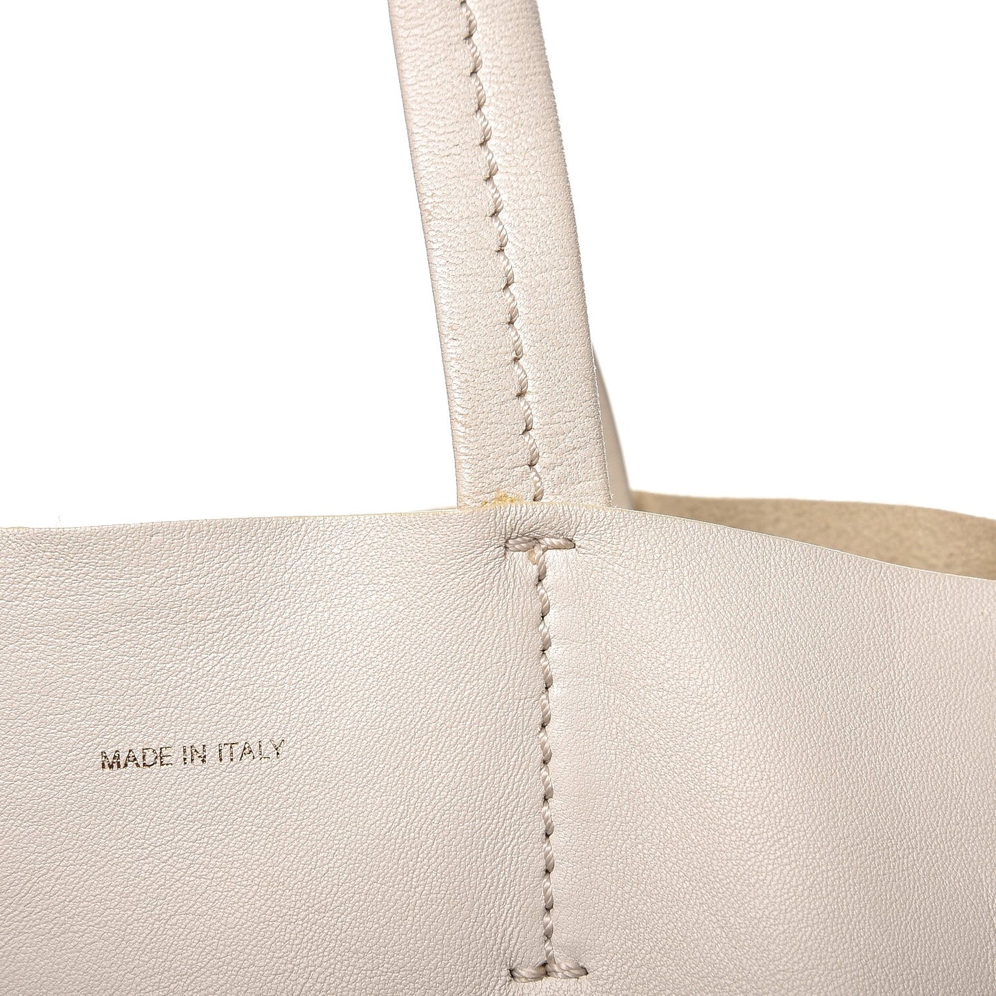 Smooth Lambskin Vertical Bi-Cabas White Grey