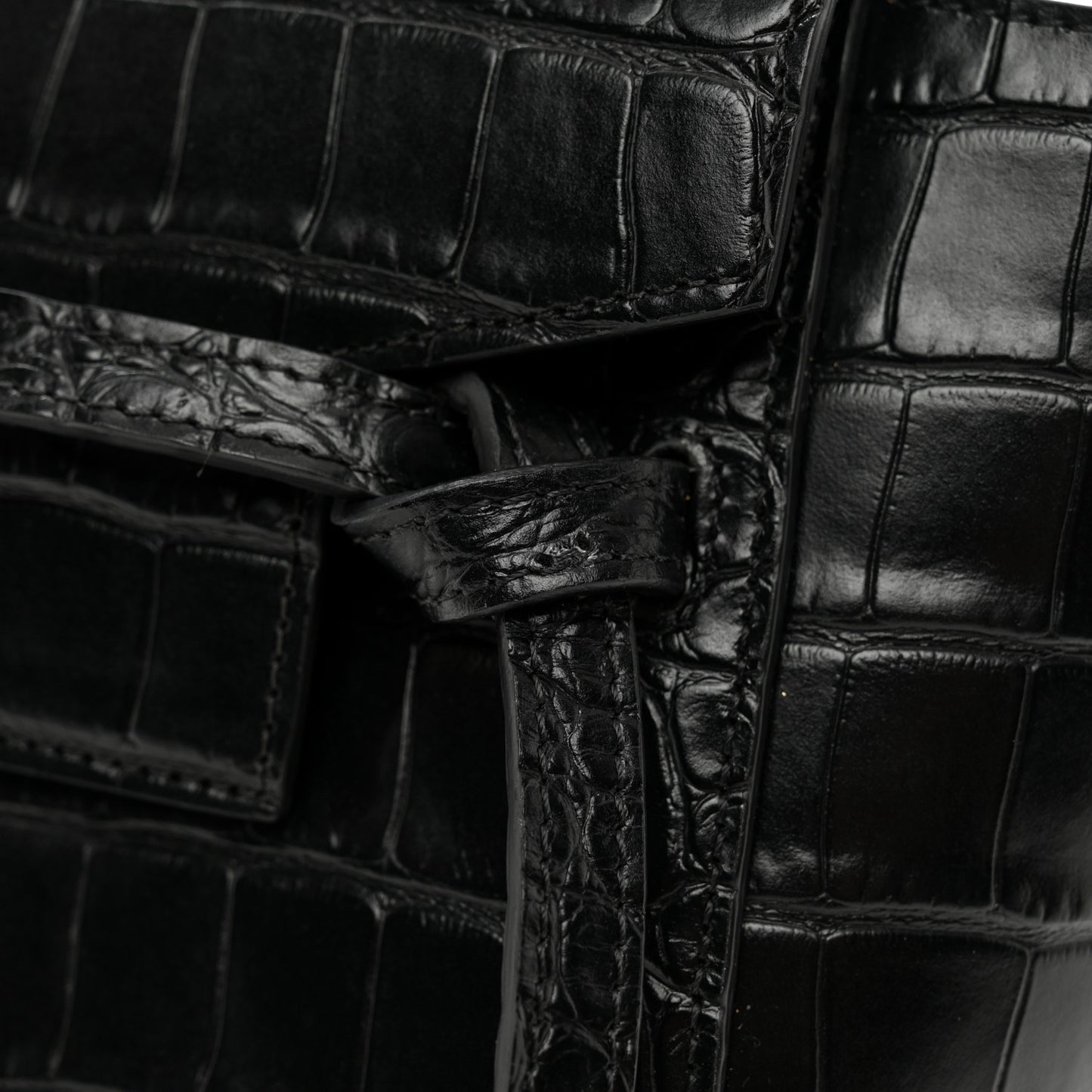 Calfskin Crocodile Embossed Nano Belt Bag Black