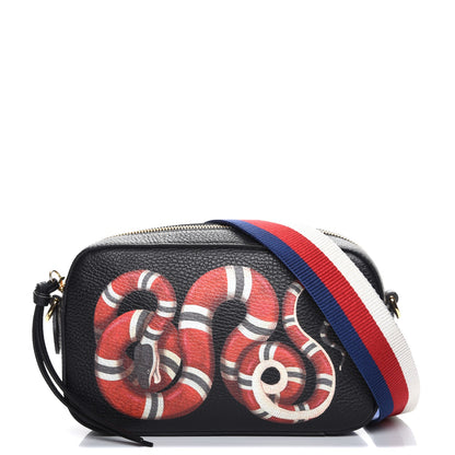 Gucci Grained Calfskin Sylvie Web Kingsnake Small Camera Bag Black Multicolor 1 of 7