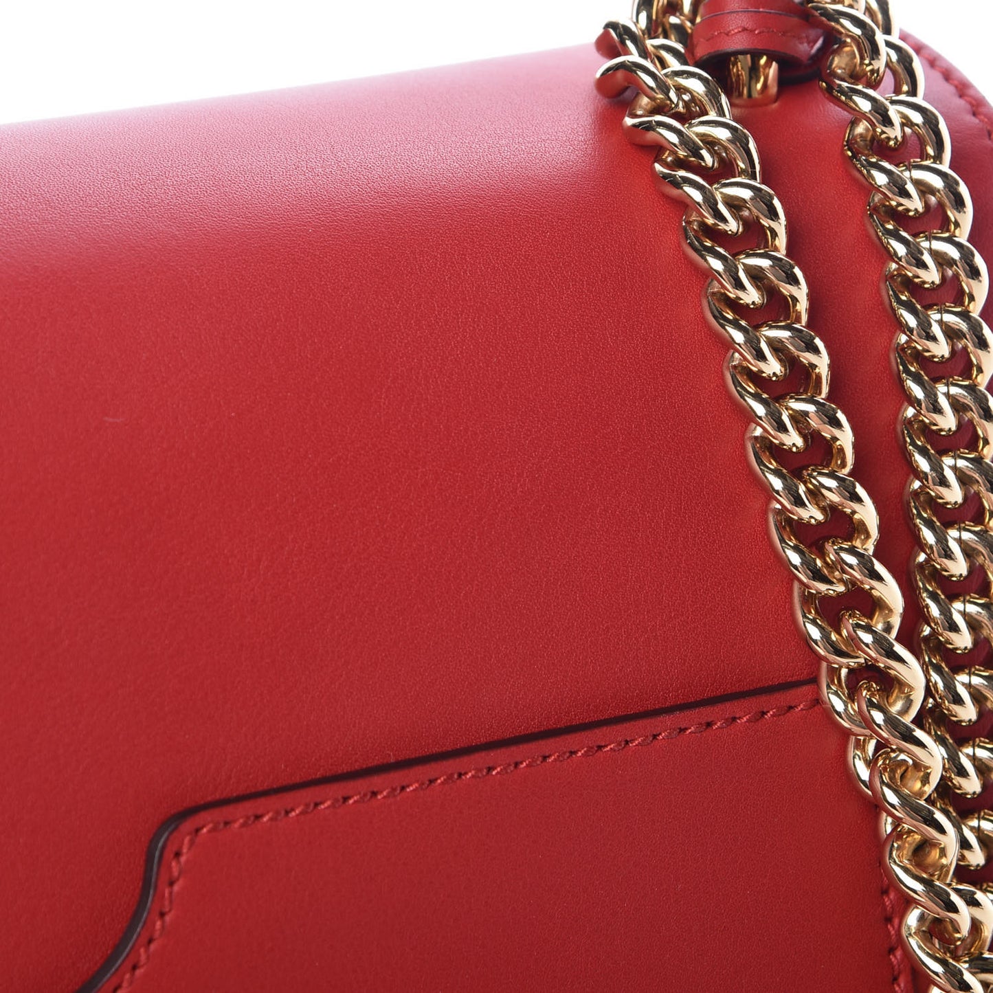 Moon Calfskin Medium Padlock Shoulder Bag Hibiscus Red