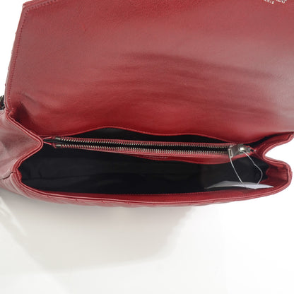 Saint Laurent Sheepskin Matelasse Chevron Large Monogram Satchel Oxblood 5 of 9