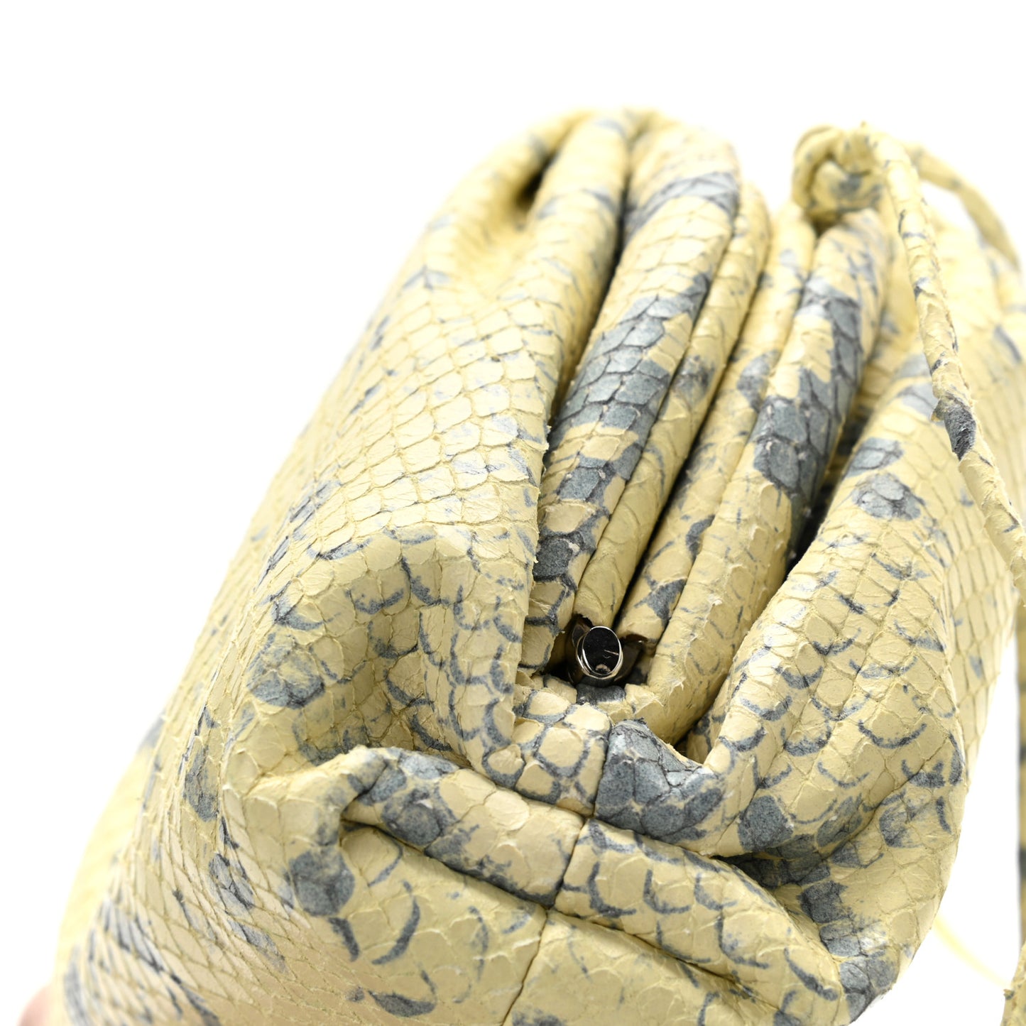 Goatskin Python Embossed The Mini Pouch Kiwi Black Silver