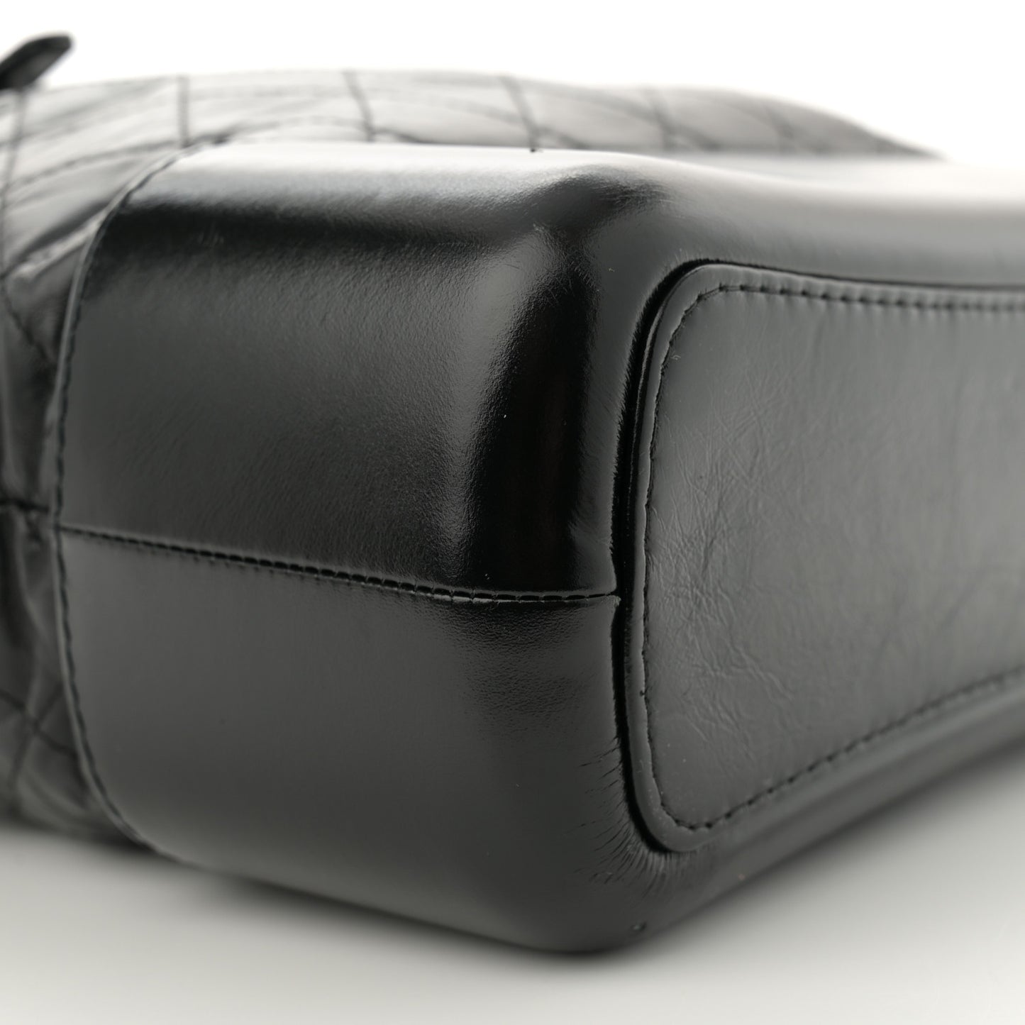 Aged Calfskin Quilted Medium Gabrielle Shopping Tote Black