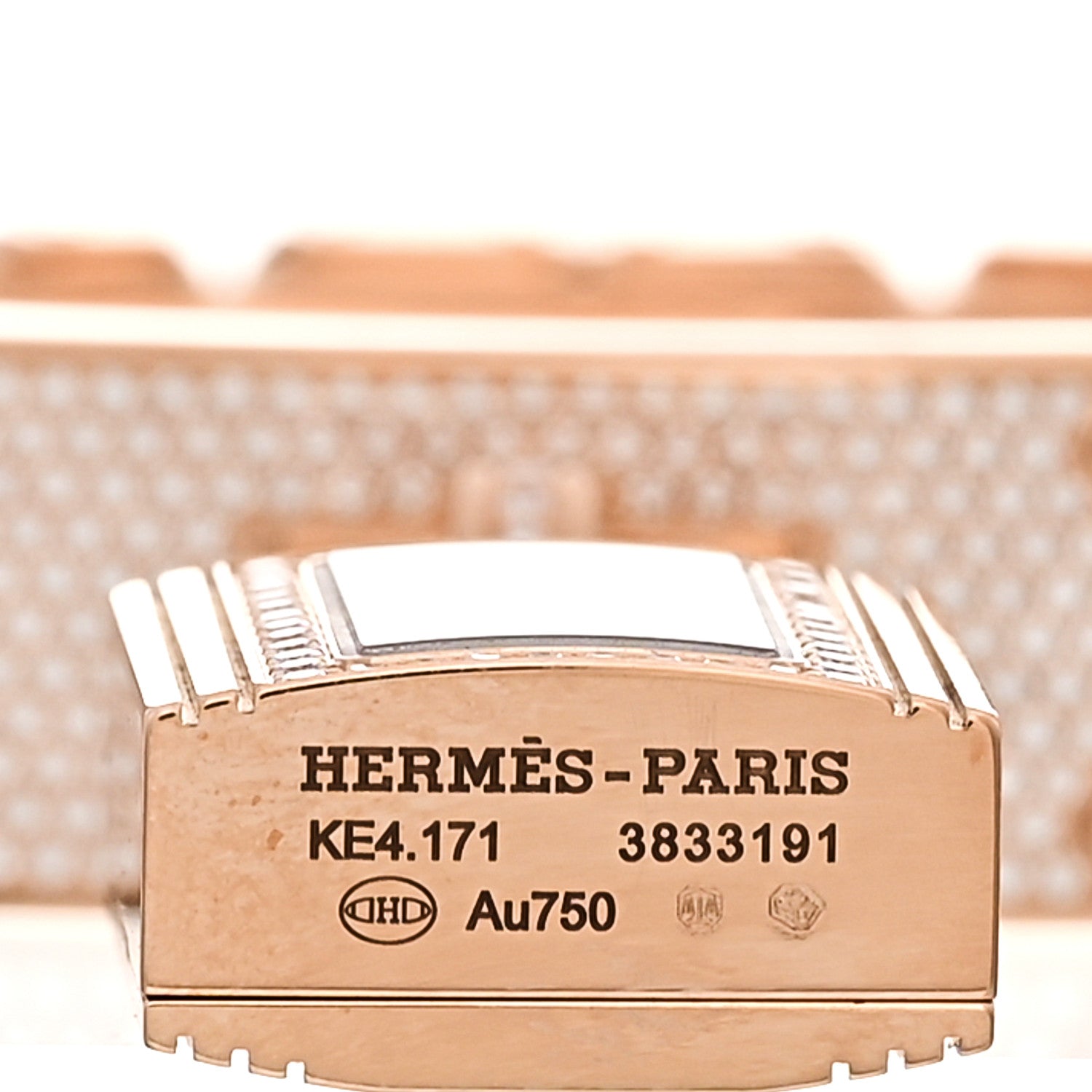 Hermes 18K Rose Diamond Pave 16mm Kelly Quartz Watch 4 of 6