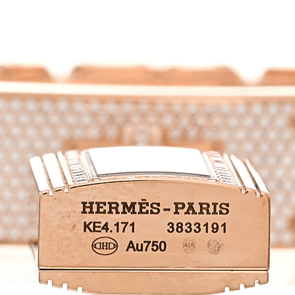 Hermes 18K Rose Diamond Pave 16mm Kelly Quartz Watch 4 of 6