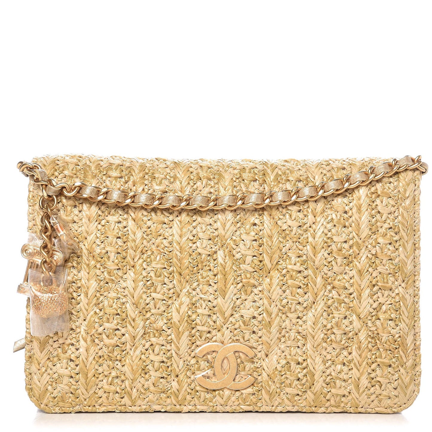 Woven Straw Braided Ancient Greek Wallet On Chain WOC Beige