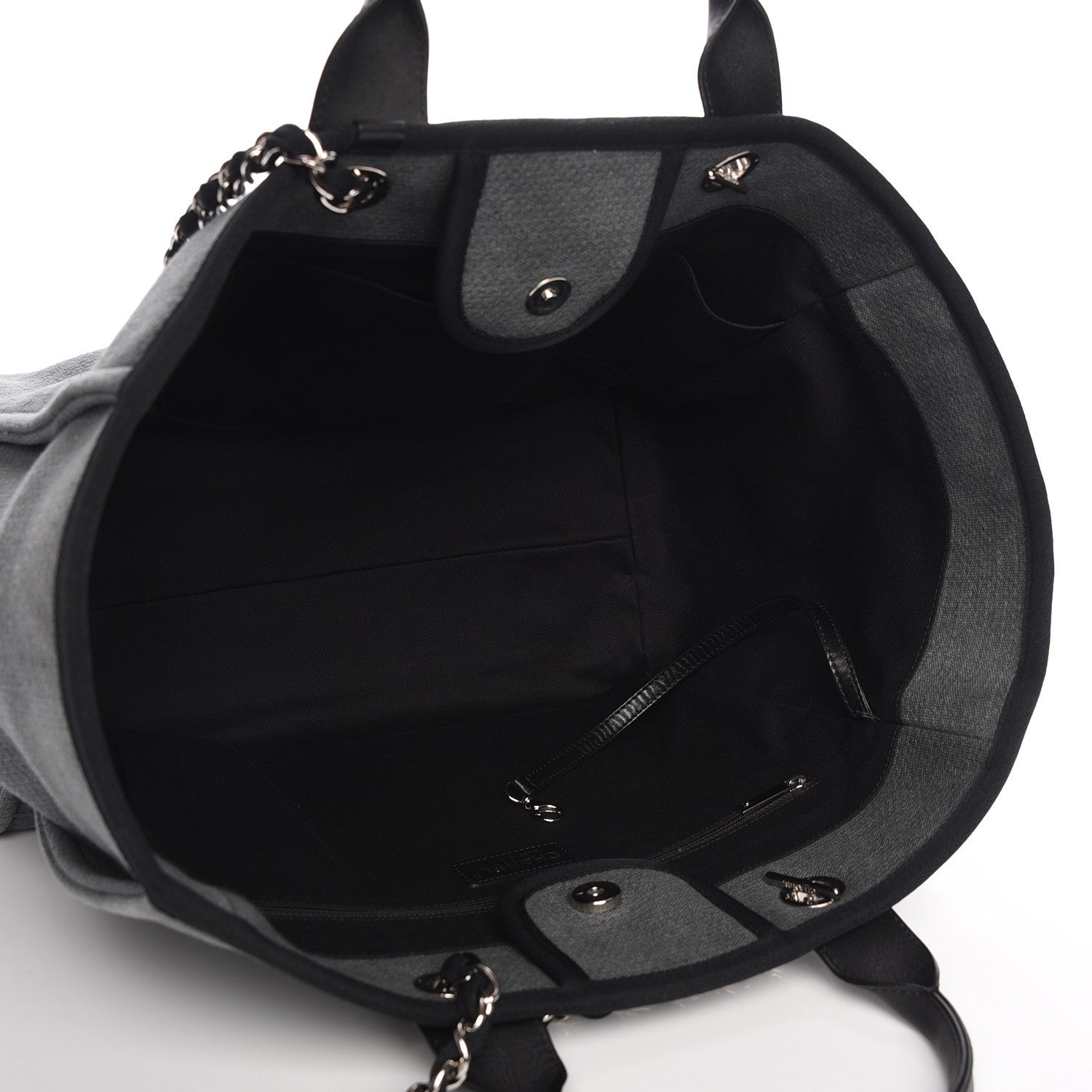 Chanel Canvas Large Deauville Tote Dark Grey 6 of 8