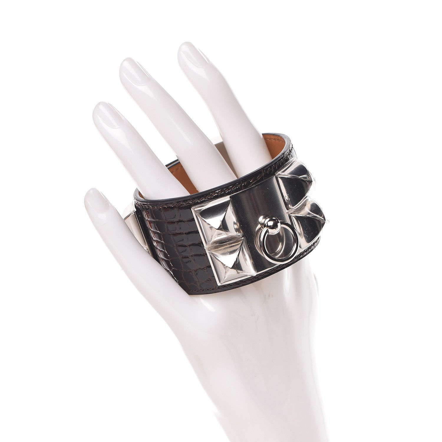 Hermes Shiny Alligator Collier de Chien CDC S Bracelet Havanne 2 of 6