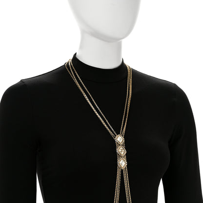 Chanel Chain Pearl Crystal CC Body Chain Necklace Gold 2 of 5