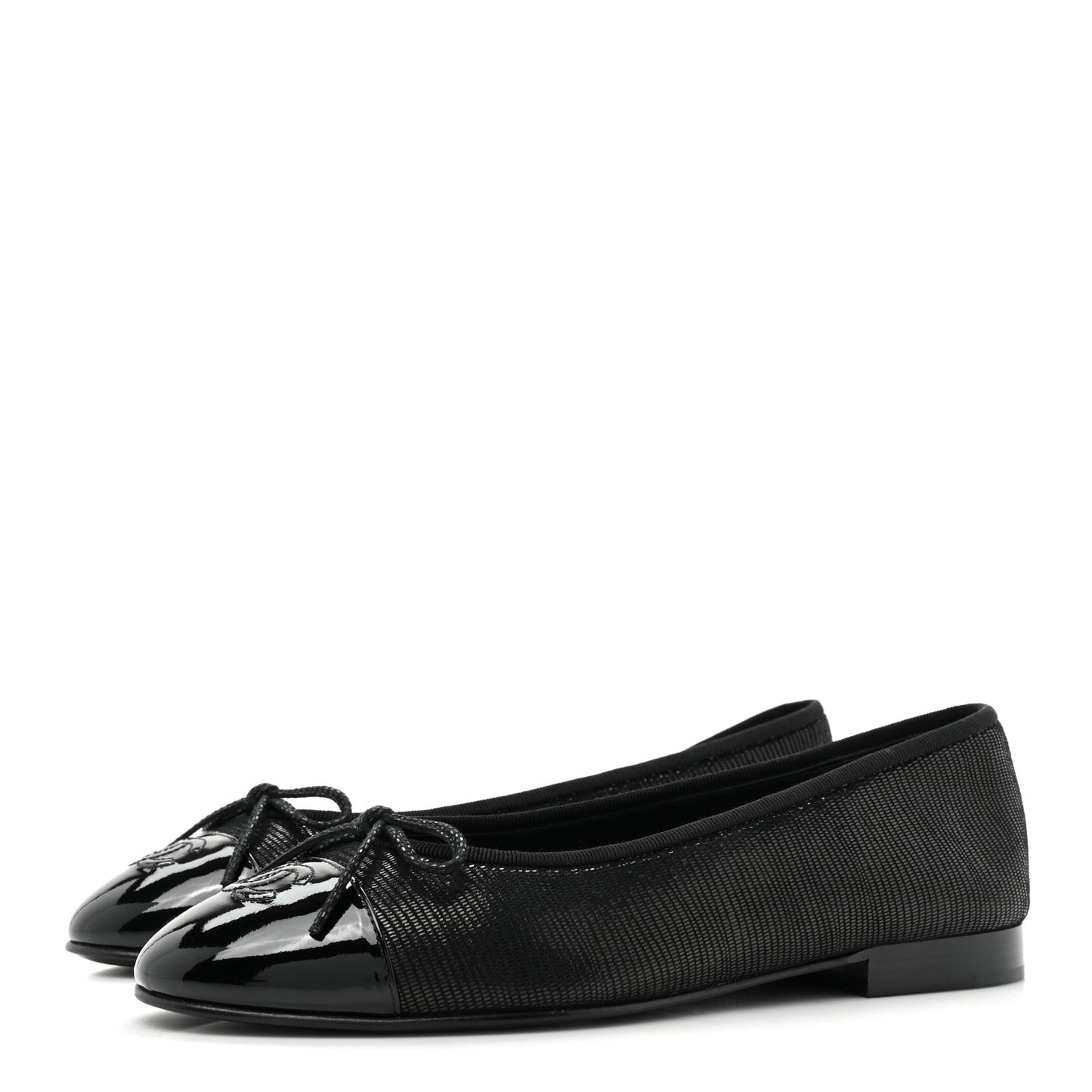 Suede Patent Cap Toe CC Ballerina Flats 38 Black