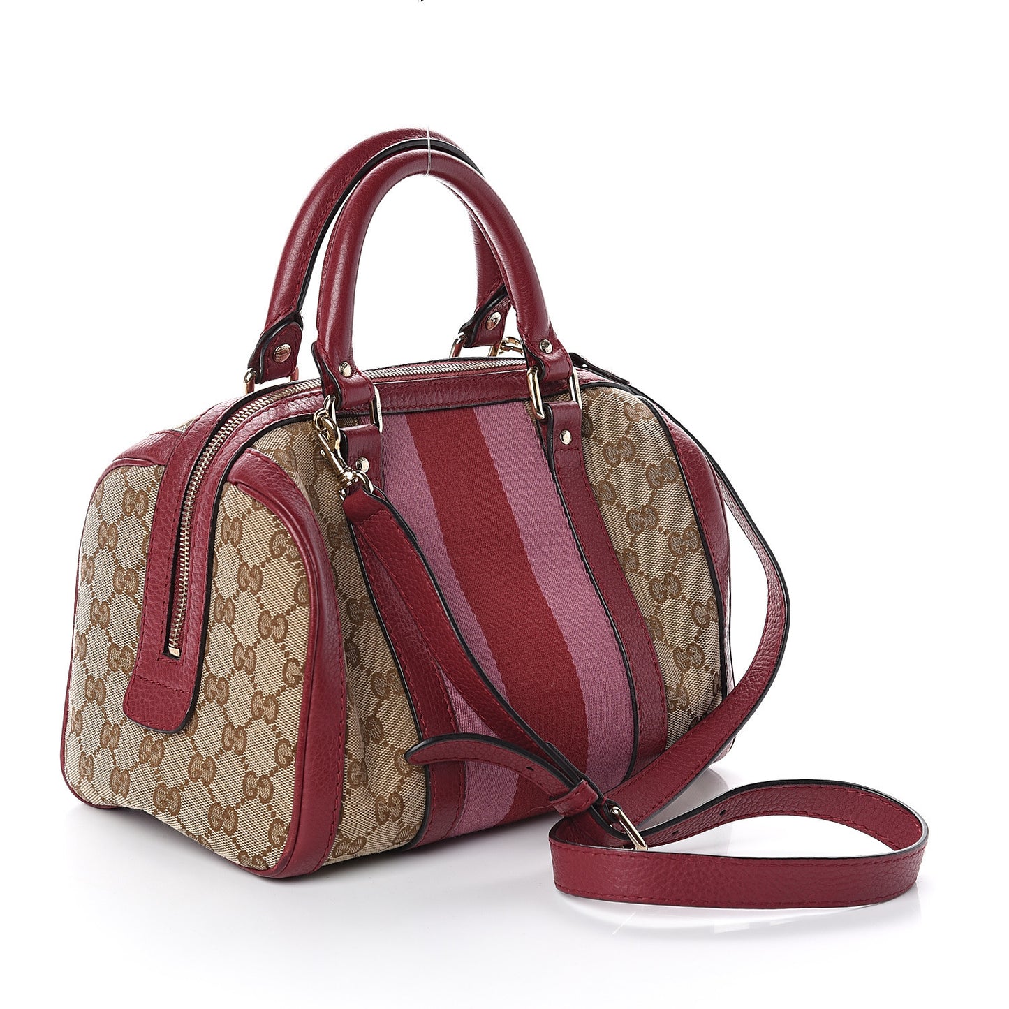 Monogram Cellarius Calfskin Vintage Web Small Boston Beige Ebony Soft Burgundy Peonia Flower Box Pink