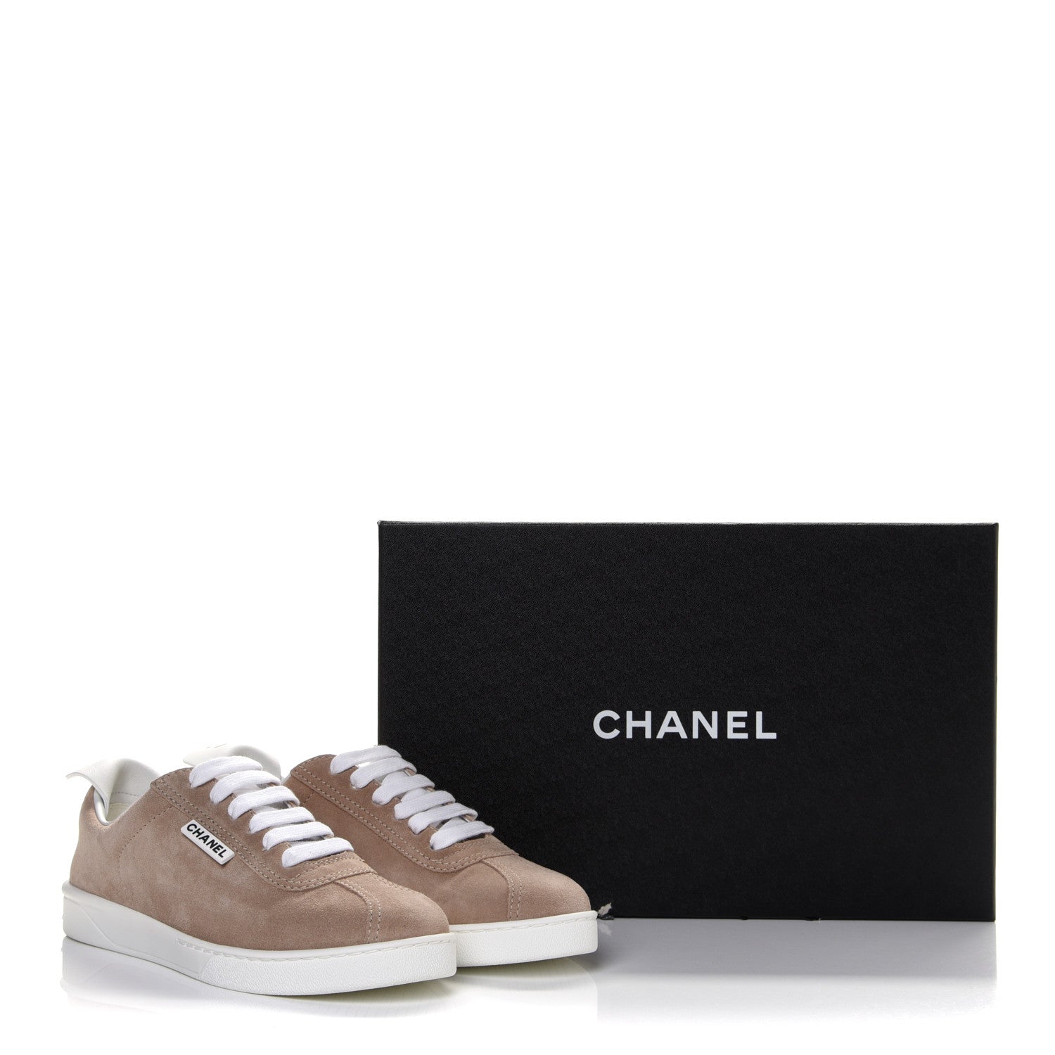 Chanel Suede Calfskin Womens Sneakers 38.5 Dark Beige 10 of 10