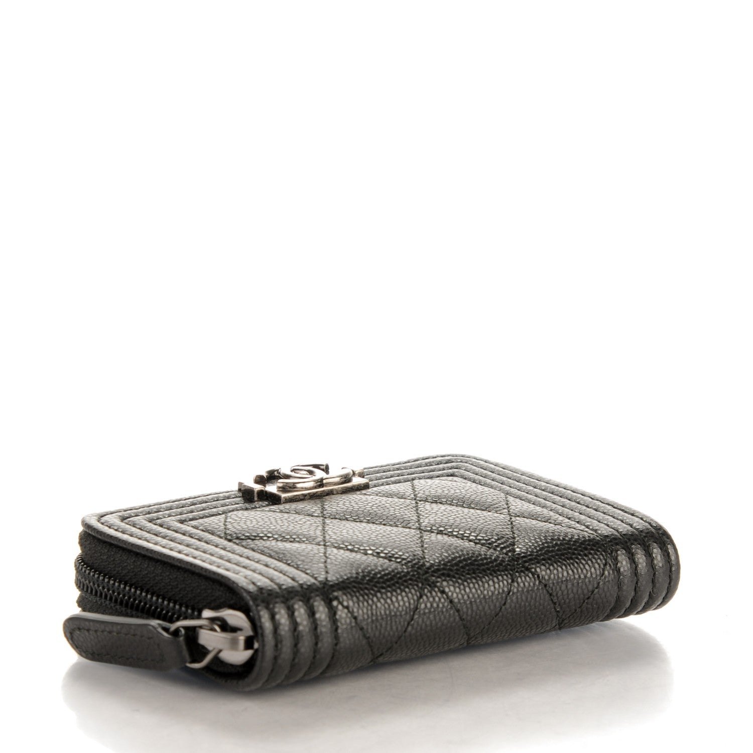 Chanel Caviar Quilted Boy Zip Around Coin Purse Wallet Black 4 of 7