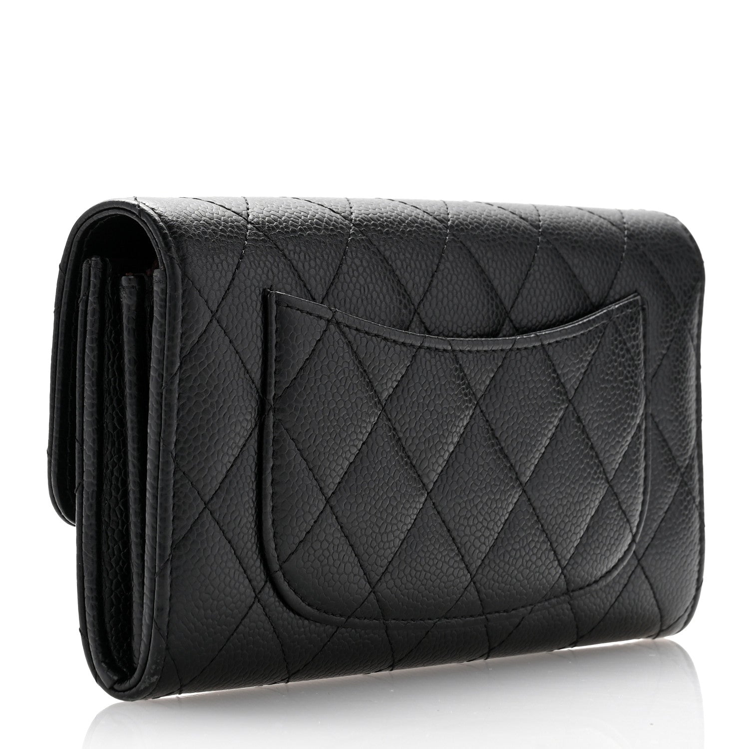 Chanel Caviar Quilted Large Gusset Flap Wallet Black 3 of 9
