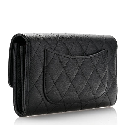 Chanel Caviar Quilted Large Gusset Flap Wallet Black 3 of 9