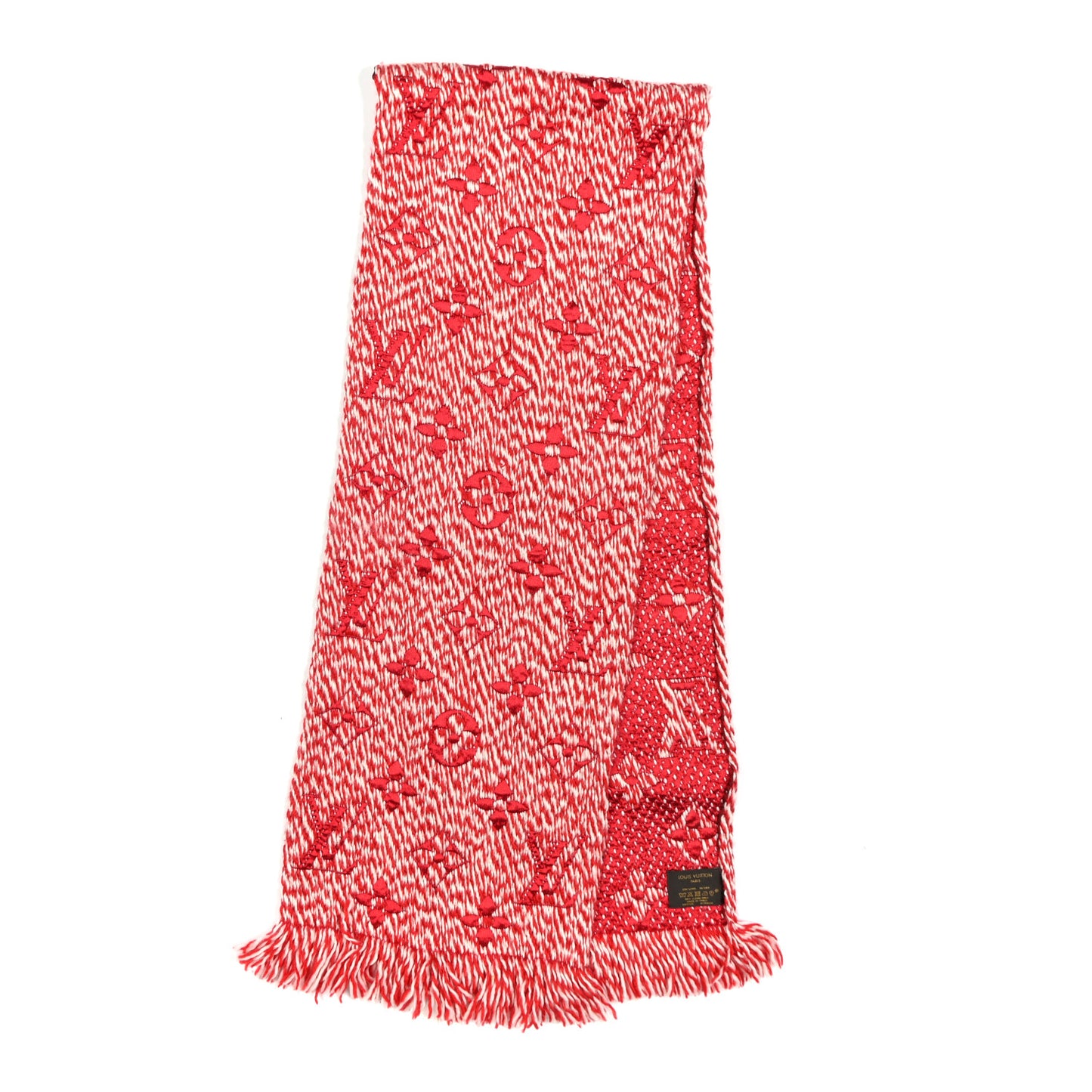 Wool Silk Logomania Mix Scarf Coquelicot