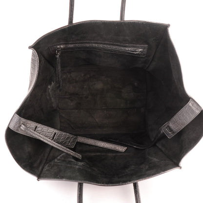 Celine Crocodile Embossed Calfskin Medium Phantom Luggage Black 5 of 13