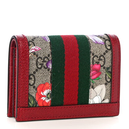 Gucci GG Supreme Monogram Flora Web Ophidia Card Case Red 3 of 11