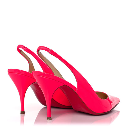 Christian Louboutin Patent Clare Sling 80 Pumps 36 Fluo Rose 4 of 10