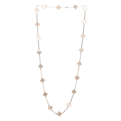 Van Cleef & Arpels 18K Yellow Gold Mother of Pearl 20 Motifs Vintage Alhambra Necklace 3 of 6
