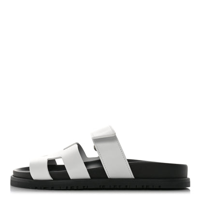 Hermes Calfskin Womens Chypre Sandals 35.5 White 1 of 9