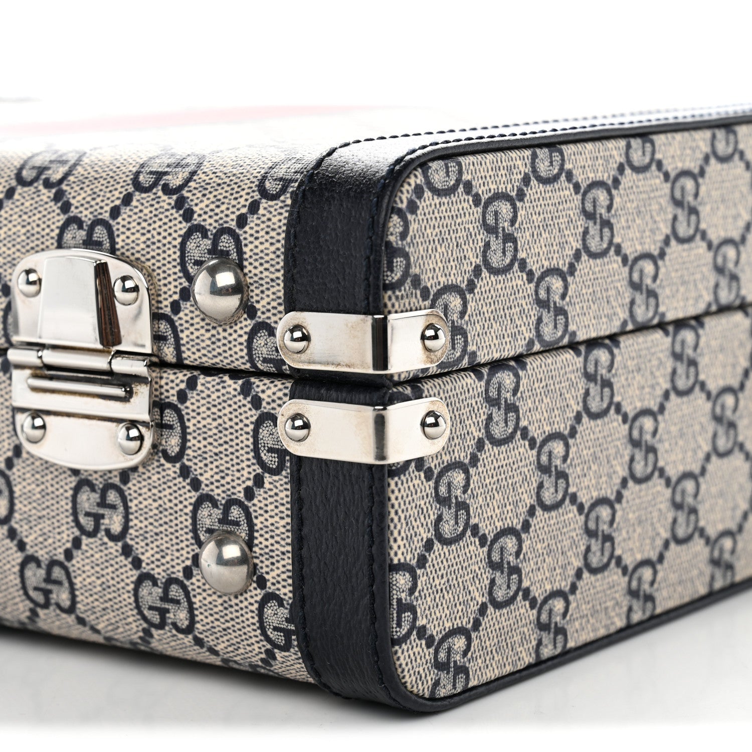 Gucci GG Supreme Monogram Web Savoy Medium Top Handle Beauty Case Beige Blue 9 of 9