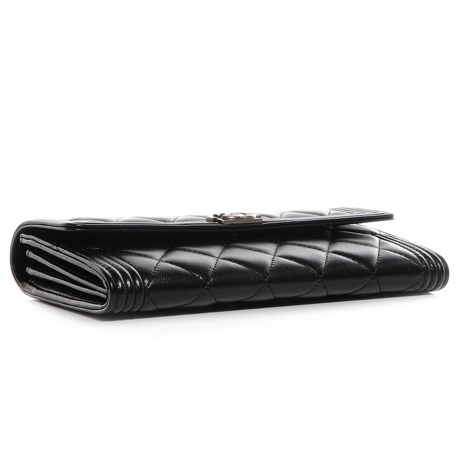 Chanel Lambskin Quilted Boy Flap Wallet Black 4 of 9