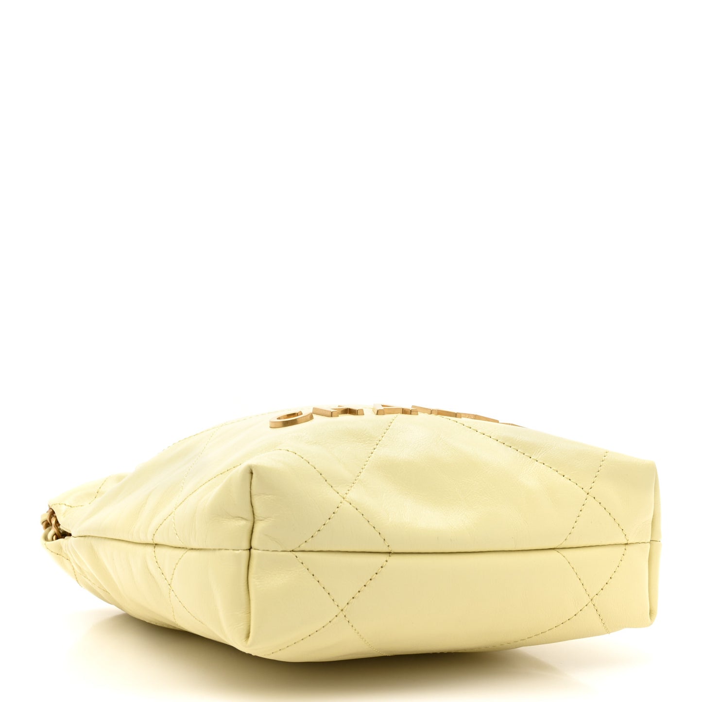 Shiny Calfskin Quilted Mini Chanel 22 Light Yellow