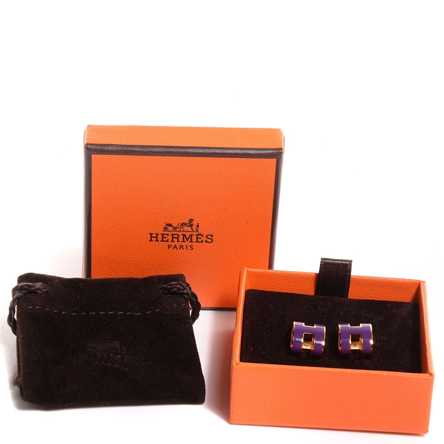 Hermes Lacquered Pop H Earrings Purple 3 of 6