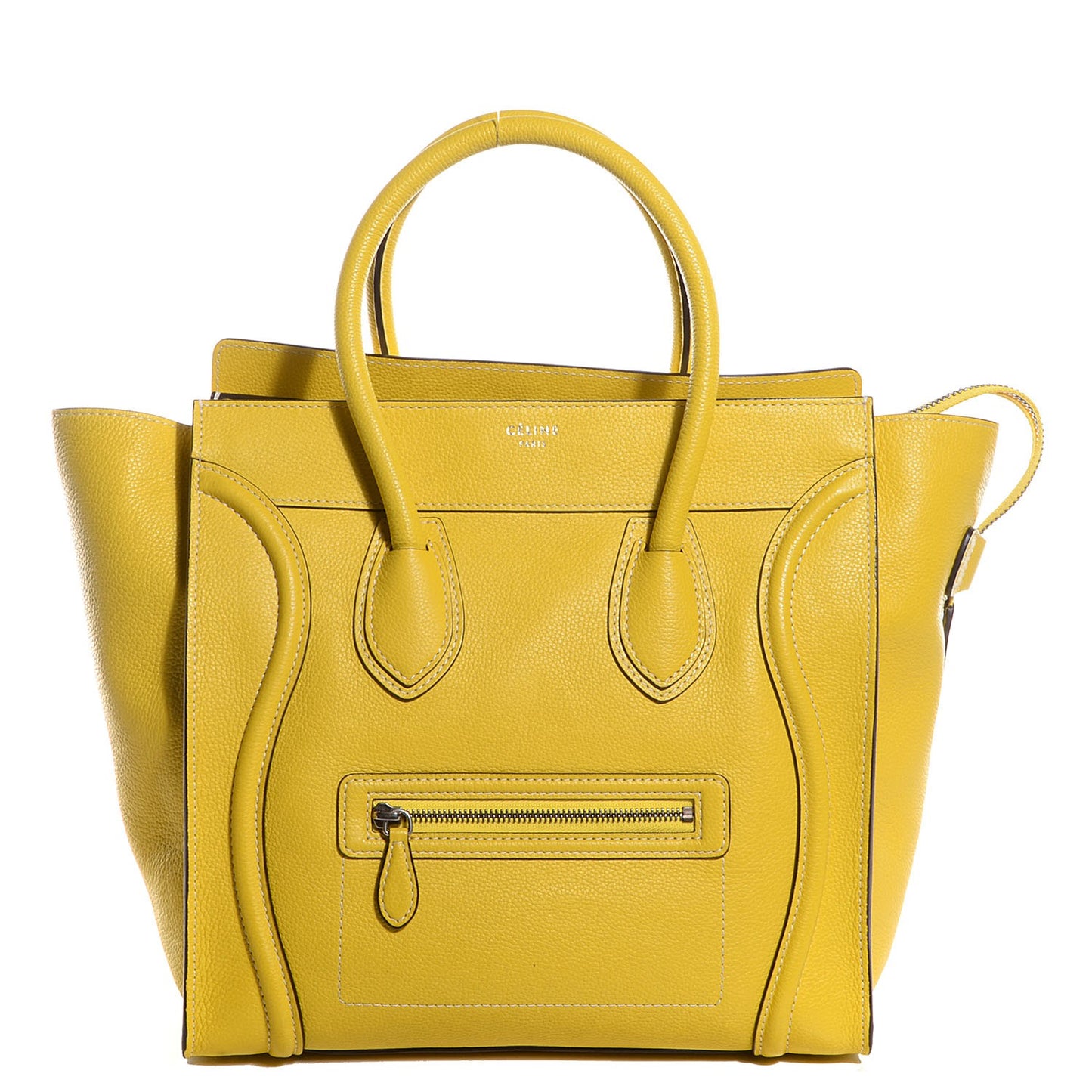 Drummed Calfskin Mini Luggage Citron