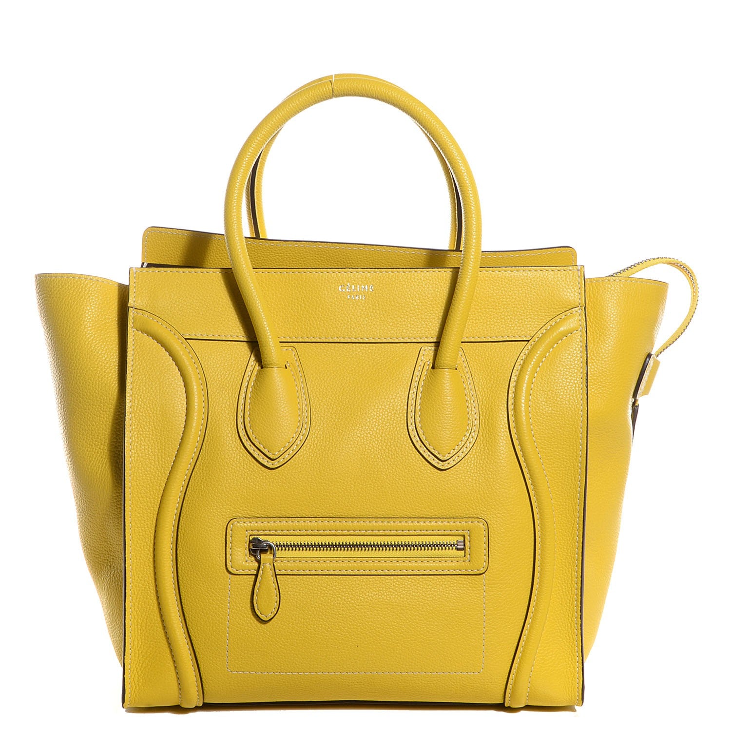Celine Drummed Calfskin Mini Luggage Citron 1 of 9