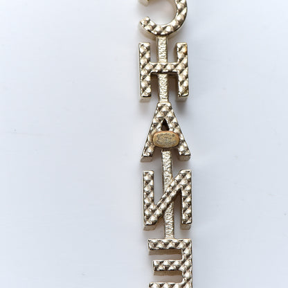 Chanel Pearl Enamel Logo Long Drop Earrings Gold 4 of 5