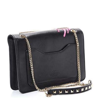 Valentino Garavani Calfskin Lipstick Small Rockstud Demilune Shoulder Bag Black 2 of 15