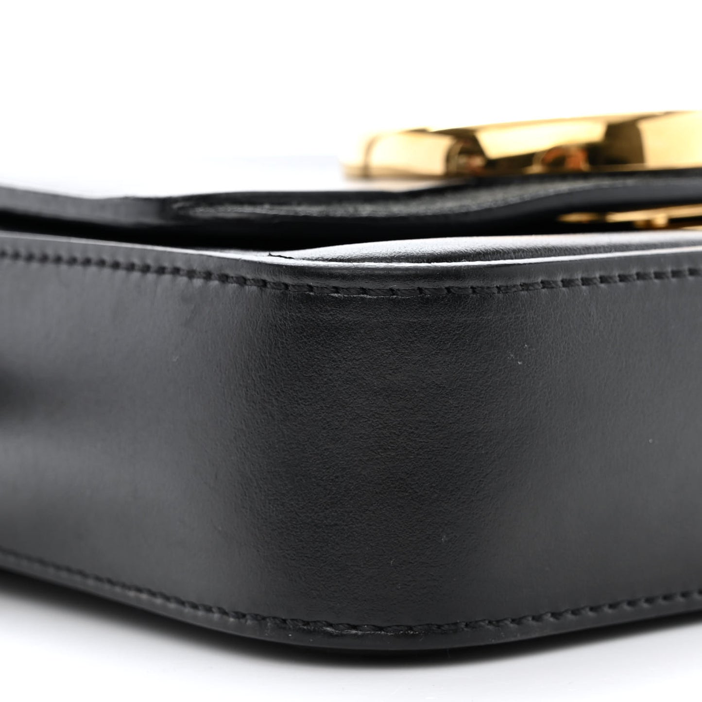 Shiny Calfskin Suede Mini C Double Carry Black