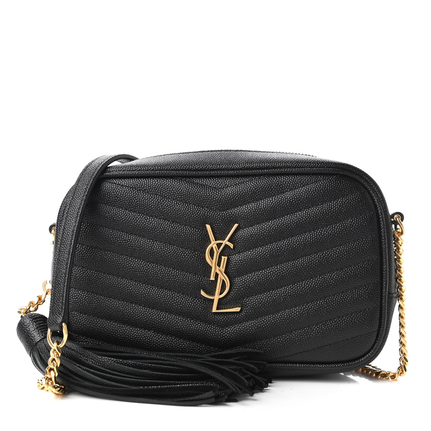 Saint Laurent Grain De Poudre Matelasse Monogram Mini Lou Camera Bag Black 1 of 10