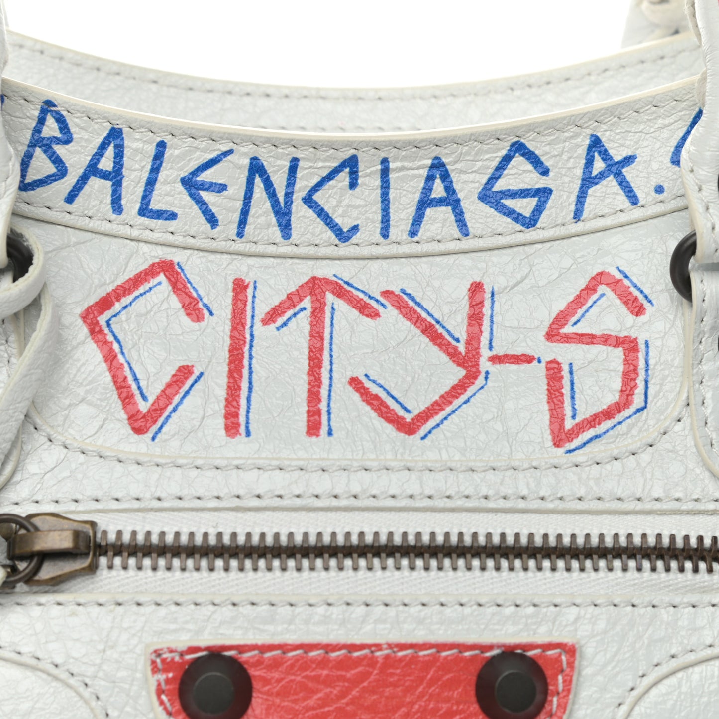 Agneau Graffiti All Over Classic Hardware S City White Bleu Rouge