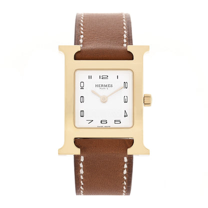 Hermes Stainless Steel Barenia 21mm Heure H Hour Quartz Watch Fauve 1 of 5