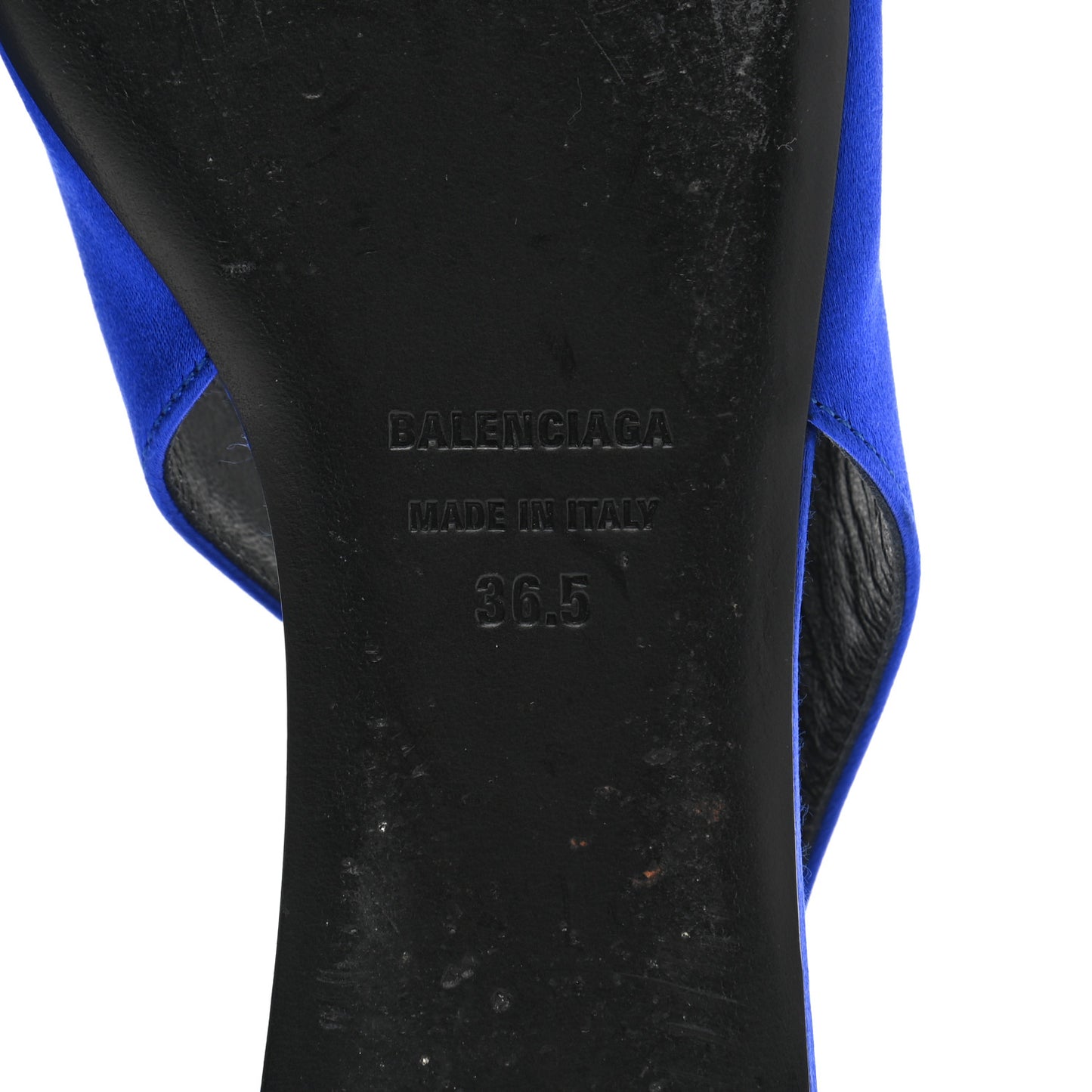 Satin BB Knife Pointy Toe Slingback Flats 36.5 Bleu