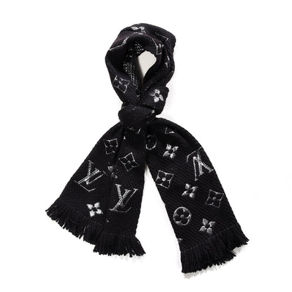 Louis Vuitton Wool Silk Logomania Shine Scarf Black 1 of 4